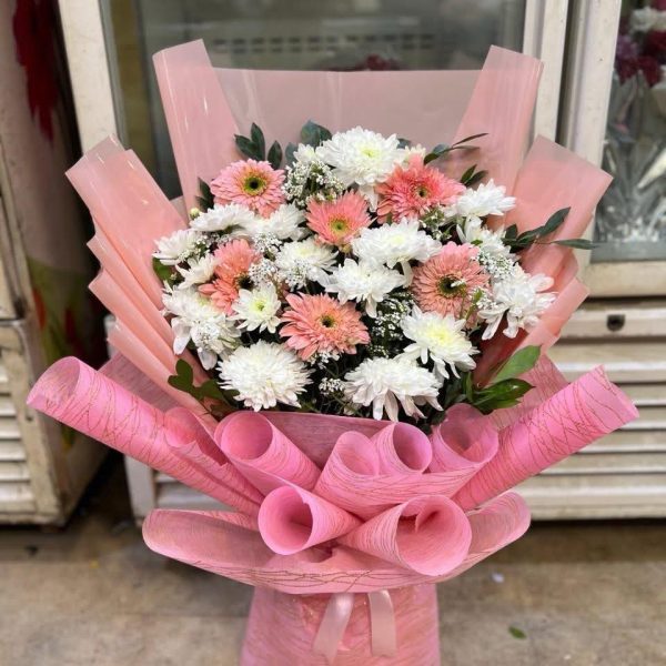 20 Pink and White Daisy Flower Bouquet