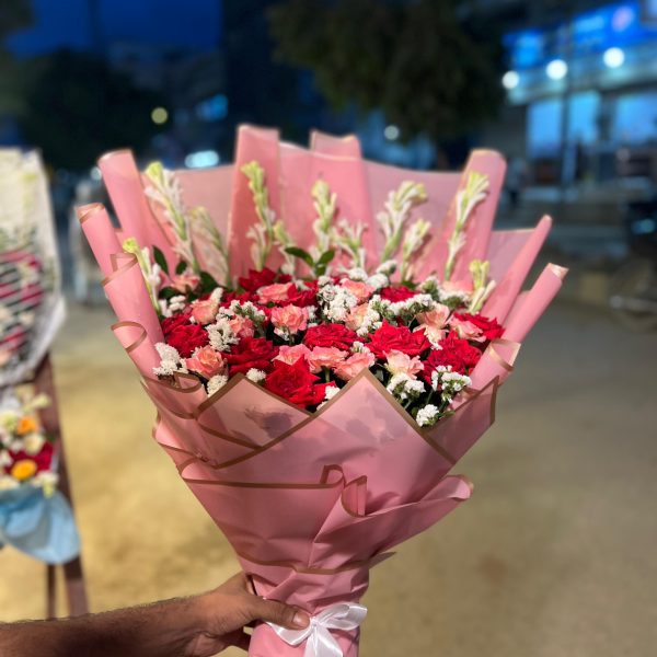 White, Red & Pink Roses Bouquet