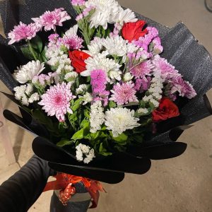 White & Purple Daisy Bouquet