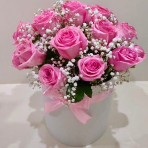 15 Pink Roses & Baby's-Breath Bouquet