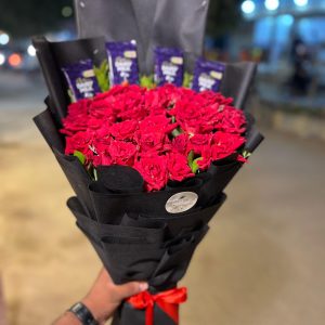 Dairy Milk Chocolate And Red Roses Bouquet