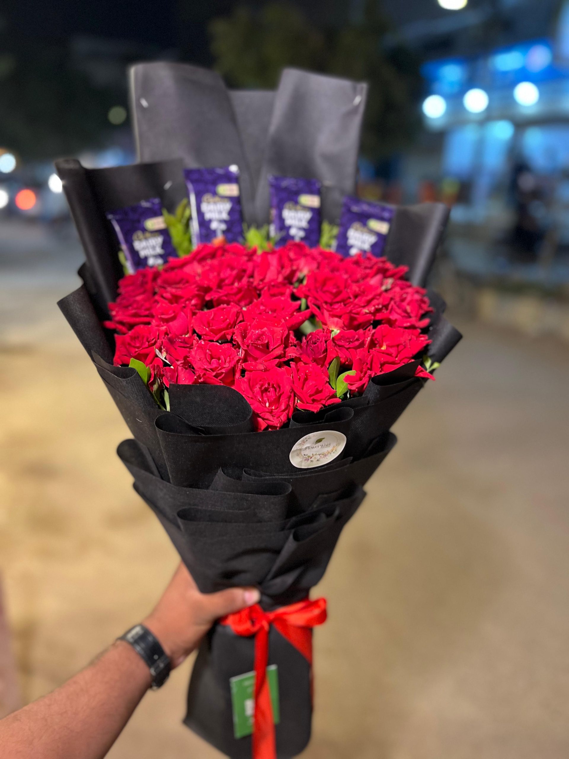Dairy Milk Chocolate And Red Roses Bouquet