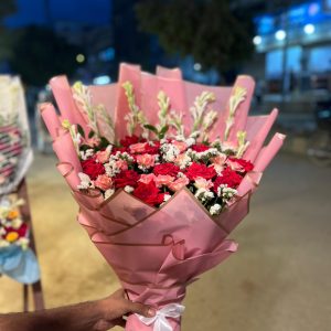 White, Red & Pink Roses Bouquet