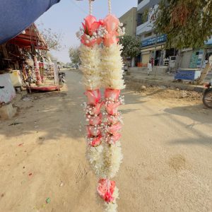 Premium Floral Nikkah Haar – Peach Rose & Pearl Edition