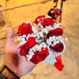 Premium Red Rose & Baby’s Breath Floral Gajray (Pair)