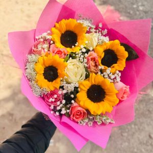 Sun-Kissed Mixed Rose & Sunflower Bouquet