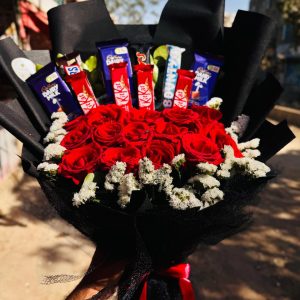 Midnight Romance Red Rose & Chocolate Gift Bouquet