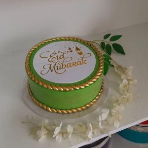 Green Eid Mubarak Cake Karachi | Gold Lantern Festive Eid Cake