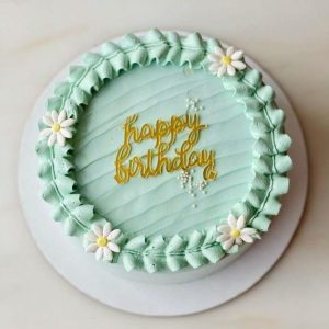 Mint Green Daisy Birthday Cake Karachi | Happy Birthday Buttercream Cake