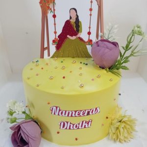 Custom Cake Karachi | Yellow Jhula Bride Theme Cake