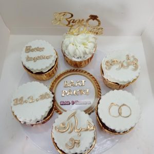 Baat Pakki Custom Cupcake Platter Karachi | Personalized Gold Toppers Engagement Set