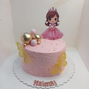 Pink Princess Theme Birthday Cake Karachi | Personalized Cute Girl Topper Cake