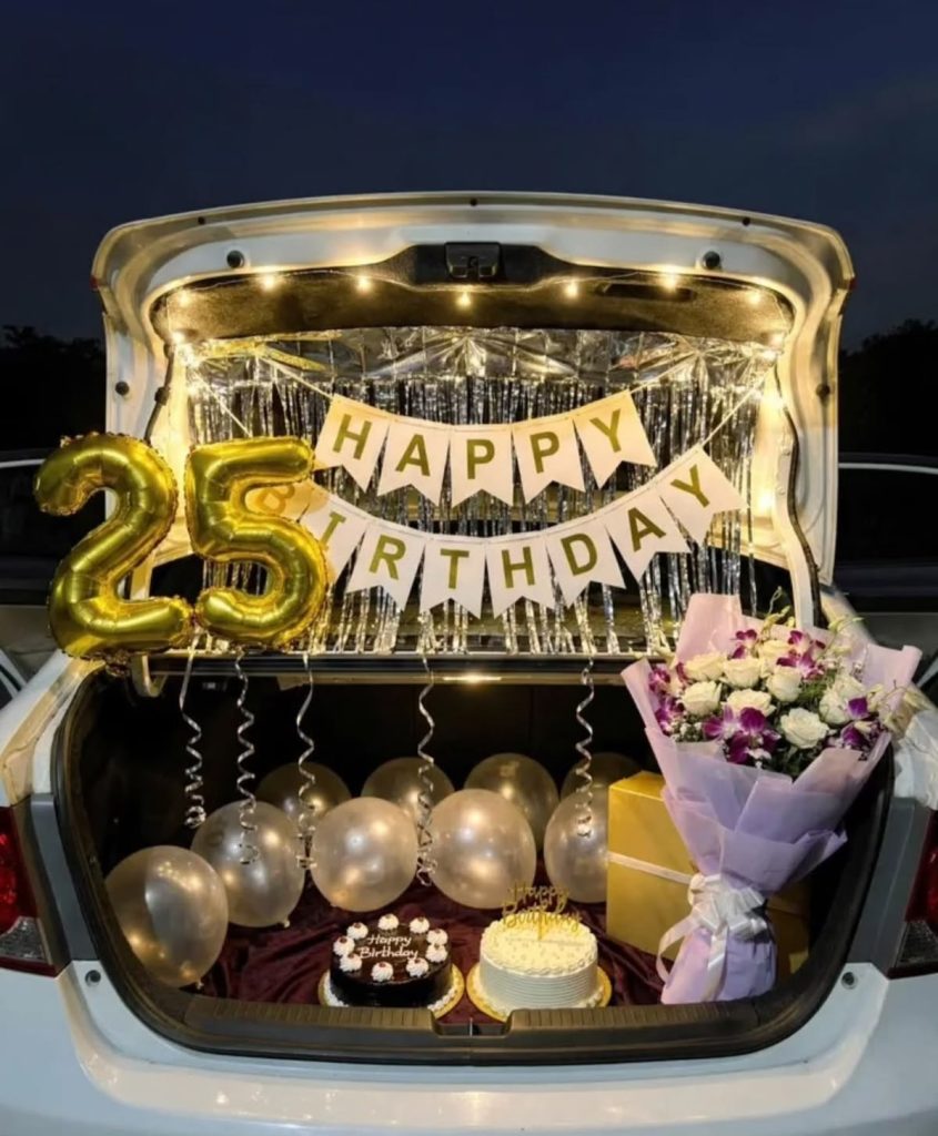 Luxury Car Boot 25th Birthday Surprise Decor
