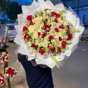 Royal Red & White Mixed Grand Floral Bouquet
