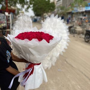 Luxury Red Rose Bouquet with Elegant White Wrapping