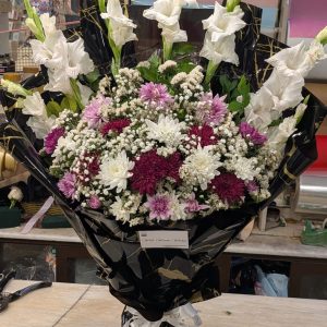 Majestic White Gladiolus & Mixed Chrysanthemum Luxury Bouquet