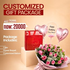 Pink Rose & Birthday Balloon Customized Gift Package