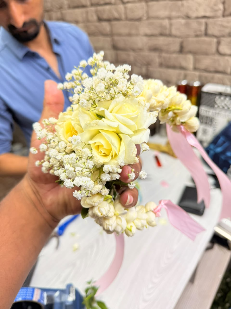 Yellow Roses, Jasmine & Baby’s-breath Floral Bracelet
