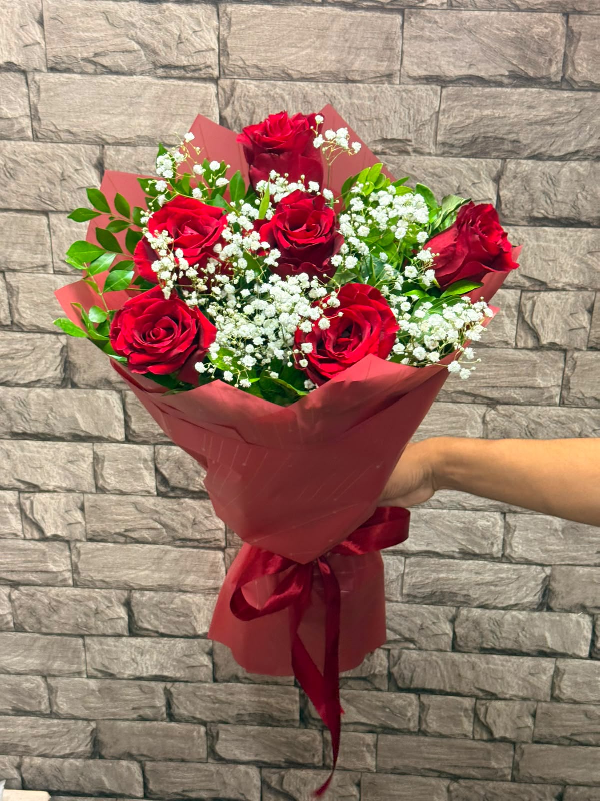 Red Roses & Baby’s-breath Bouquet