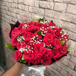 Red Roses & Baby’s-breath Bouquet