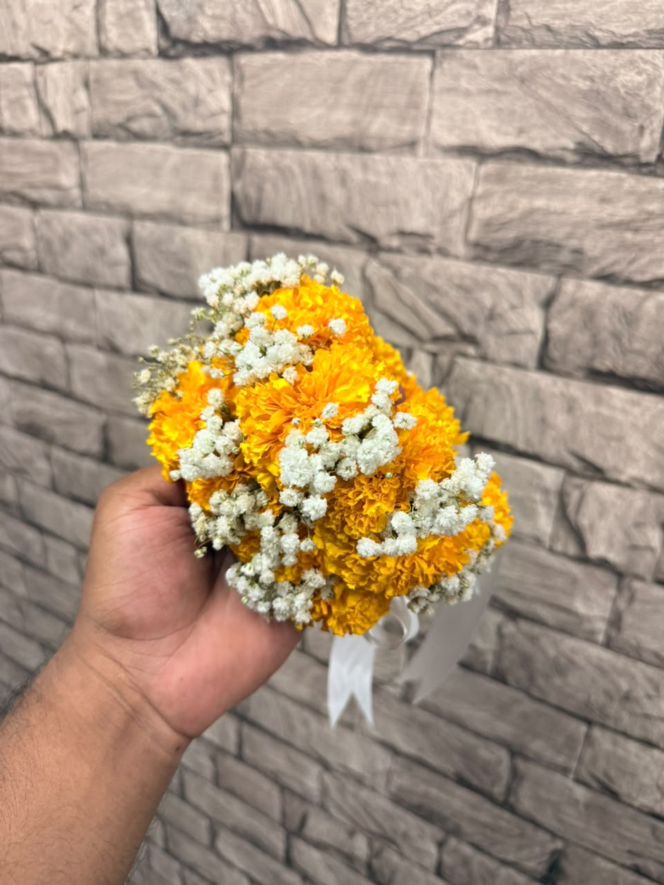 Marigold & Baby’s-breath Floral Bracelet - Image 2