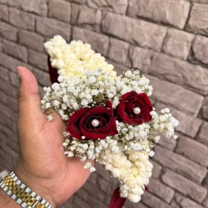 Red Roses, Jasmine & Baby’s-breath Floral Bracelet