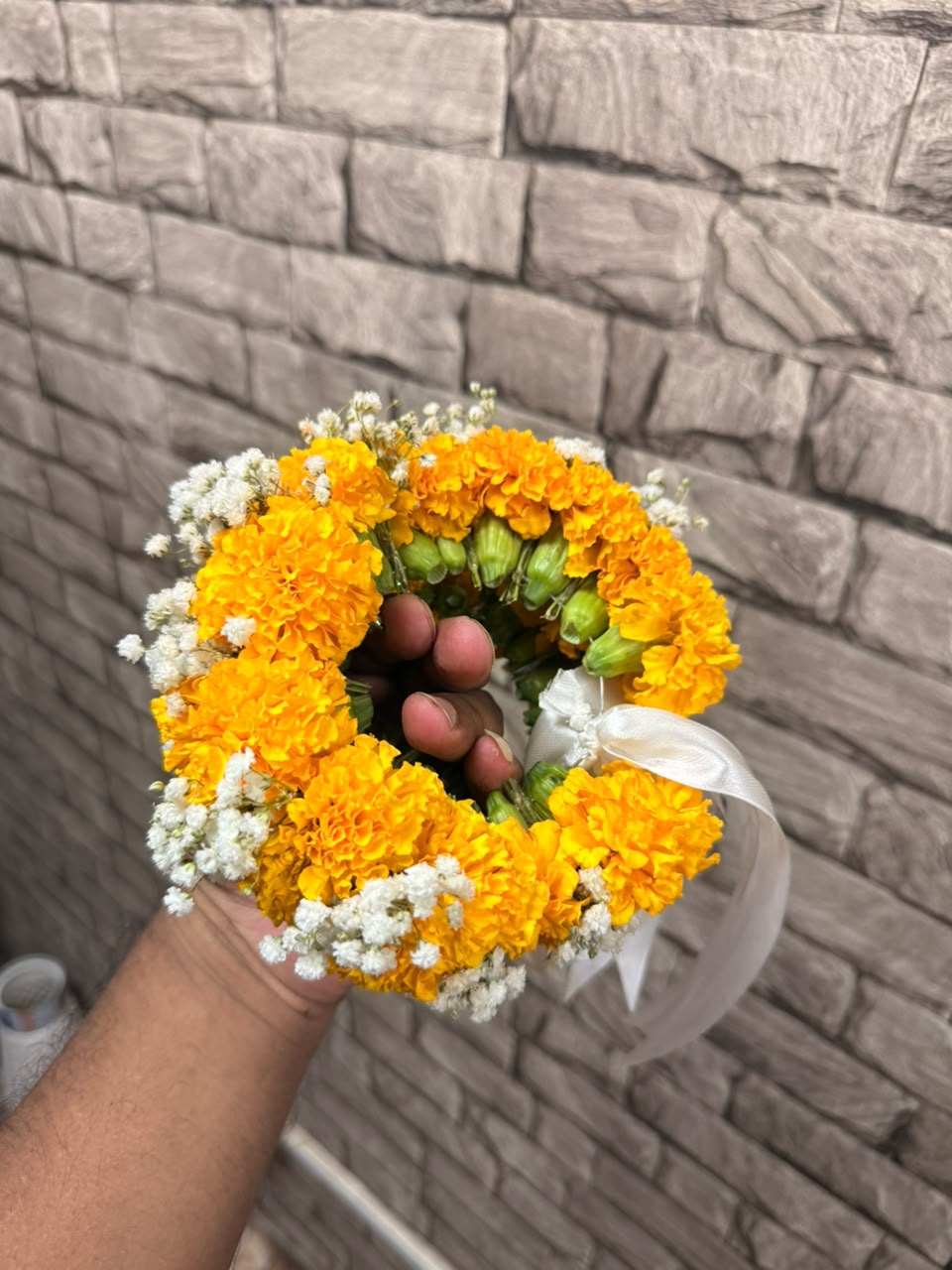 Marigold & Baby’s-breath Floral Bracelet