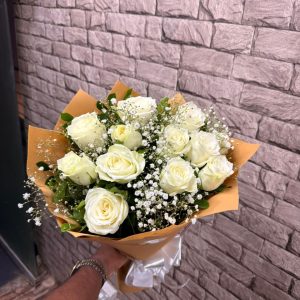 White Roses & Baby’s-breath Bouquet