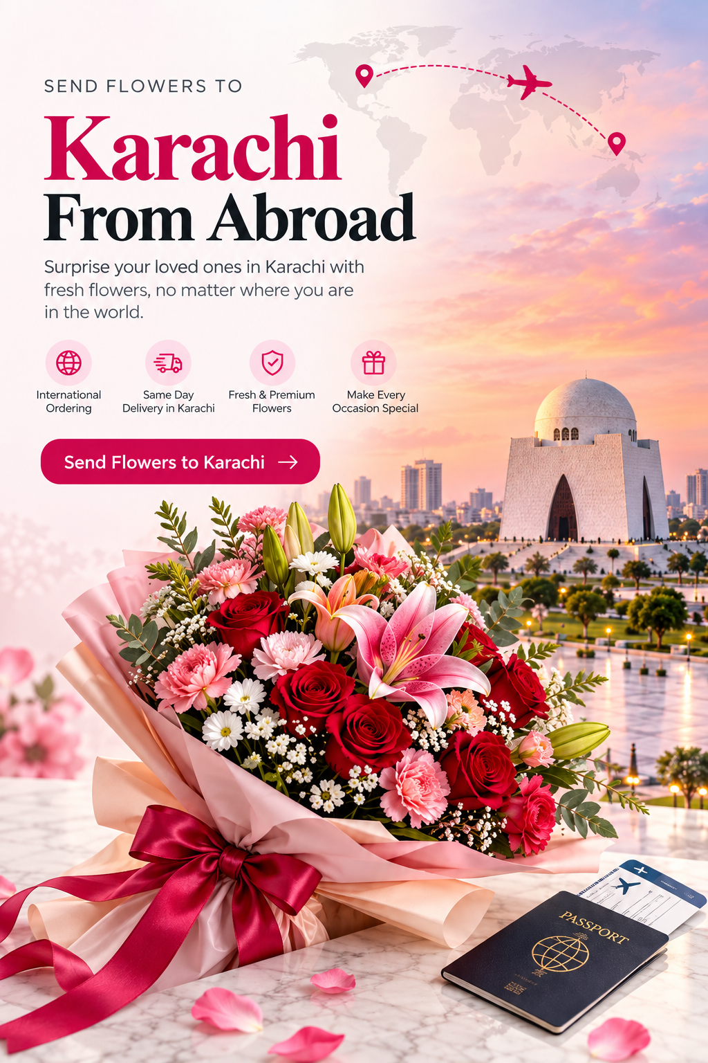 Send flowers to Karachi from abroad